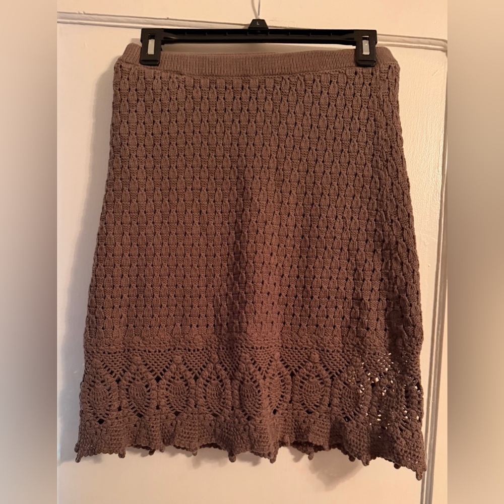 Athleta Brown Crochet A-Line Skirt